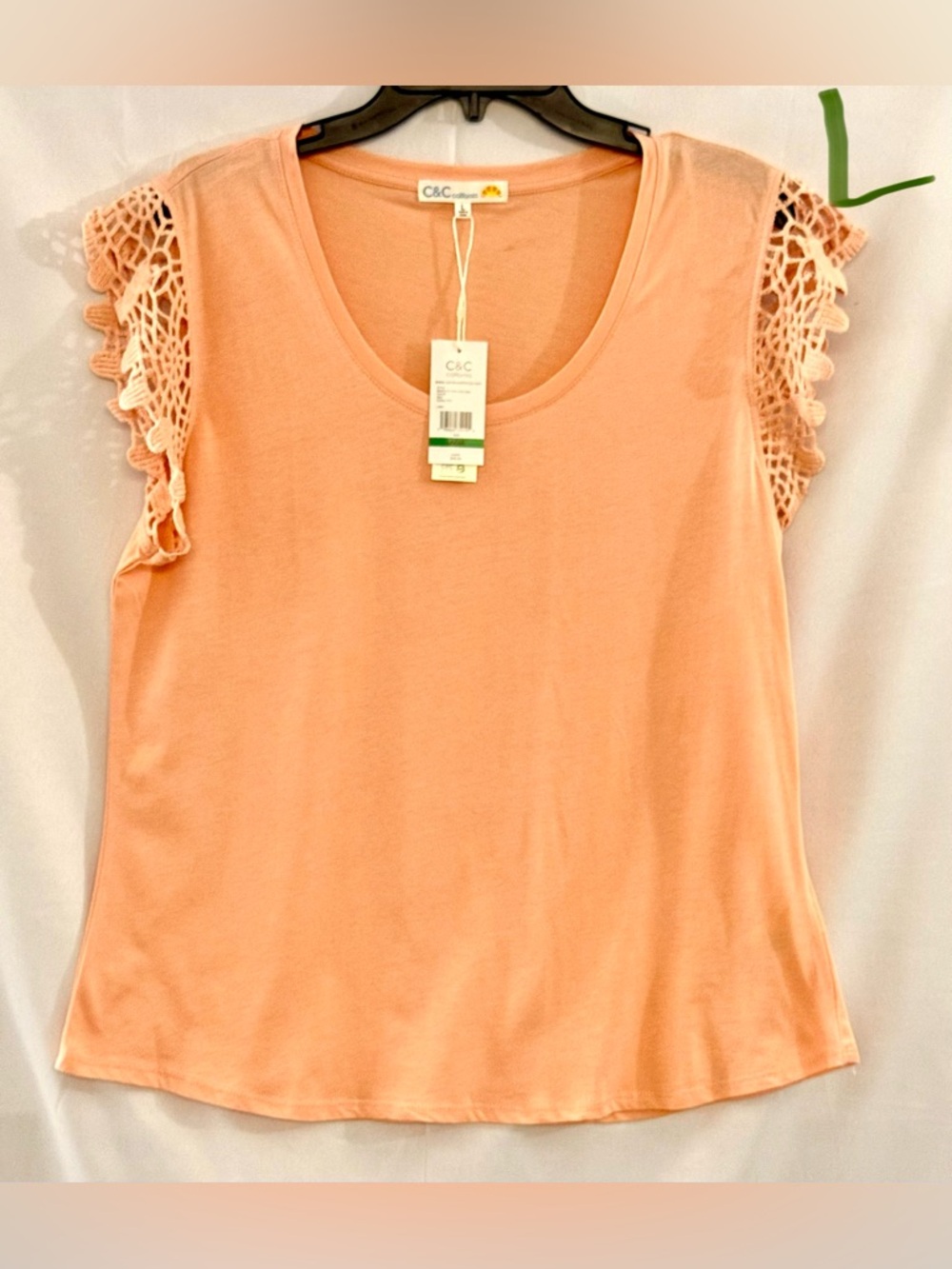 C&C California Peach Crochet Sleeve Tank Top